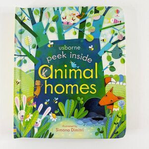 2/$10 Usborne Peek Inside Animal Homes book by Anna Milbourne (Board Book)